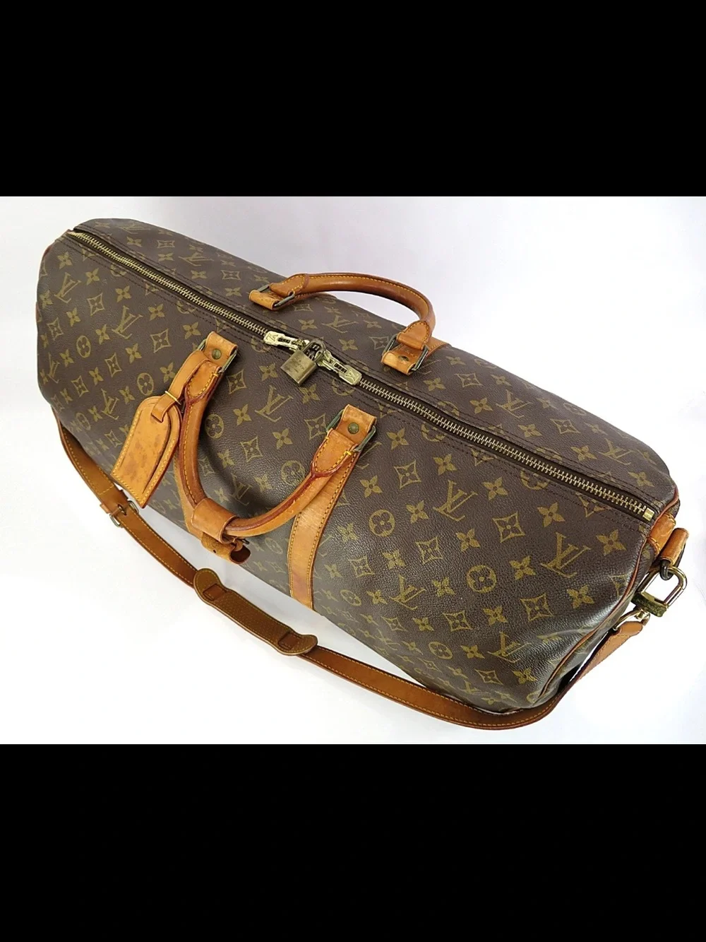 Louis Vuitton Brown Monogram Canvas Duffel with Tan Leather Trim